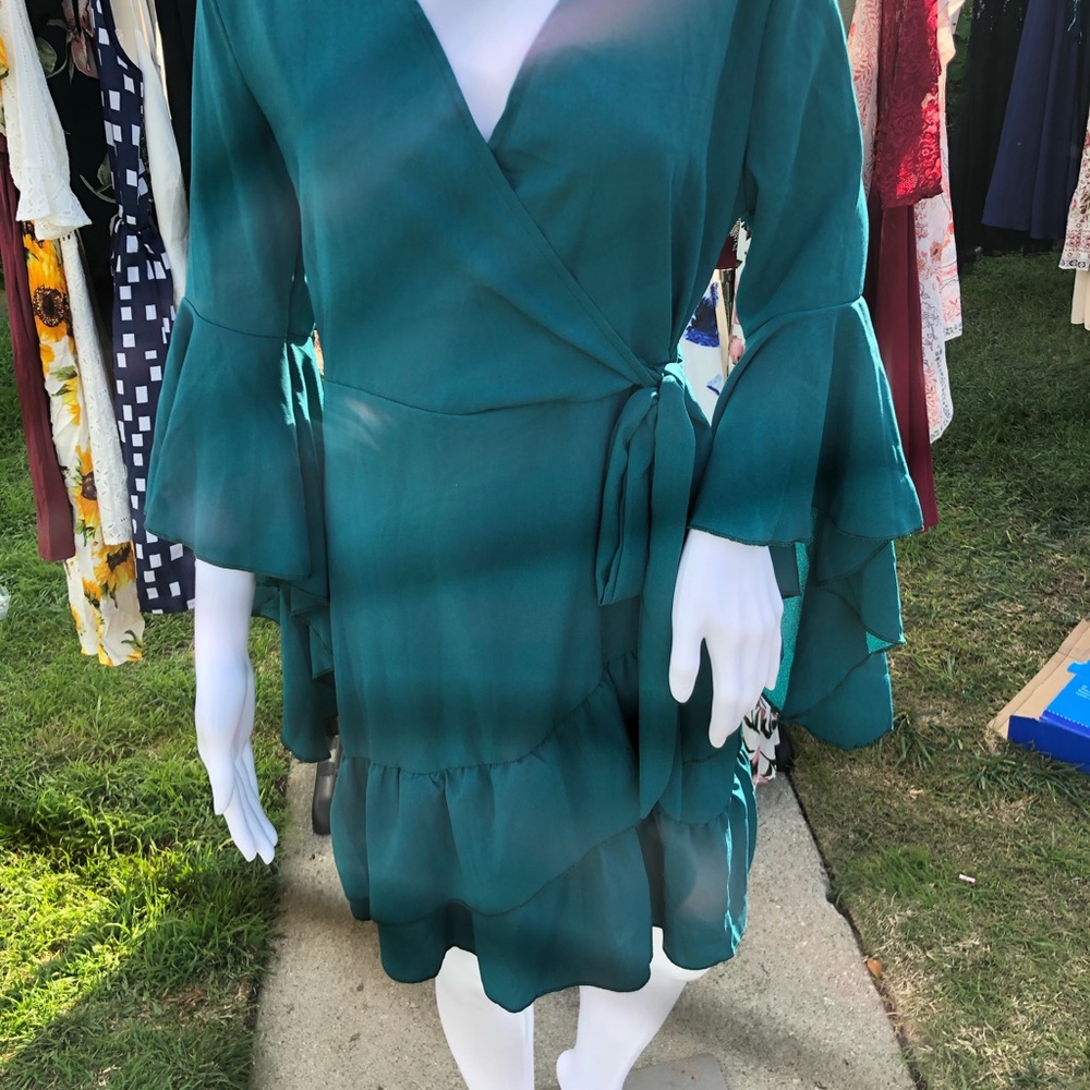 Teal ruffled dress